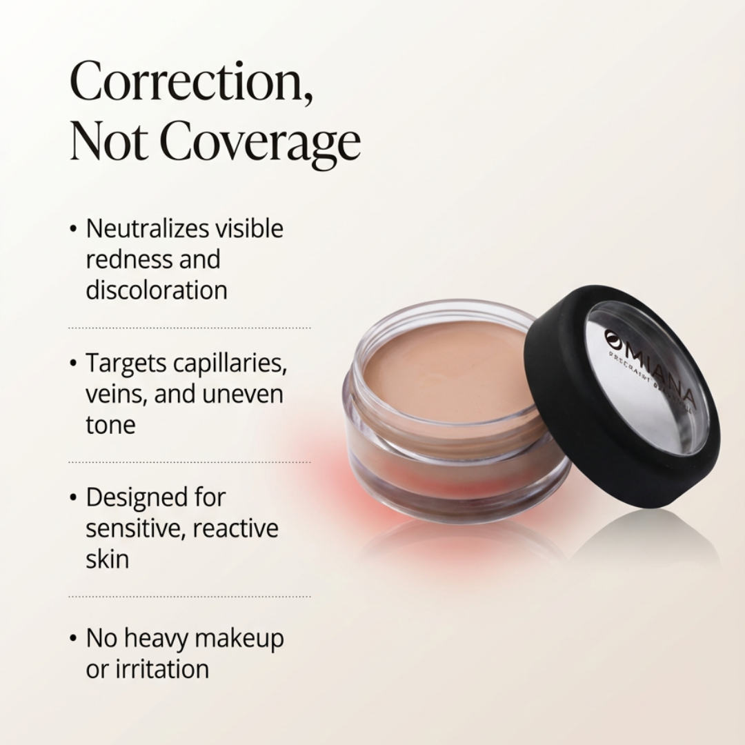 Omiana Natural Cosmetics Concealer Redness Concealer Cream - Without Mica, Titanium Dioxide, or Zinc Oxide