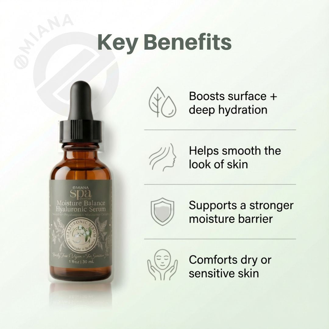 Omiana Natural Cosmetics Oil Moisture Balance Hyaluronic Serum – Lightweight, Hydrating Serum for Sensitive Skin